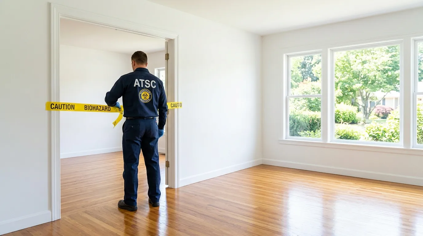 Certified biohazard cleanup crew performing Decomposition Cleanup in Arbutus